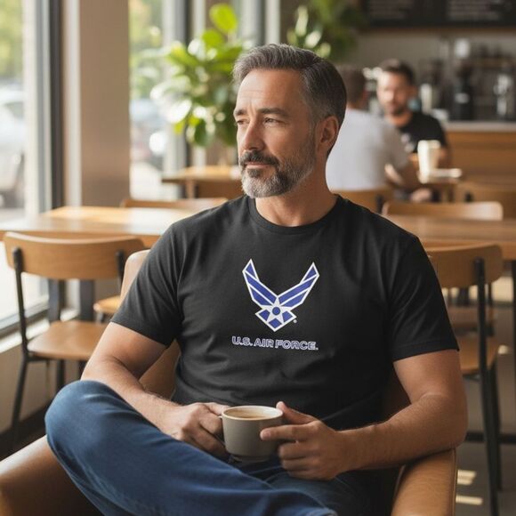 Bayside Men's/Unisex 2XL Black U.S. Air Force Graphic T-Shirt Short Sleeve NEW - Picture 1 of 7